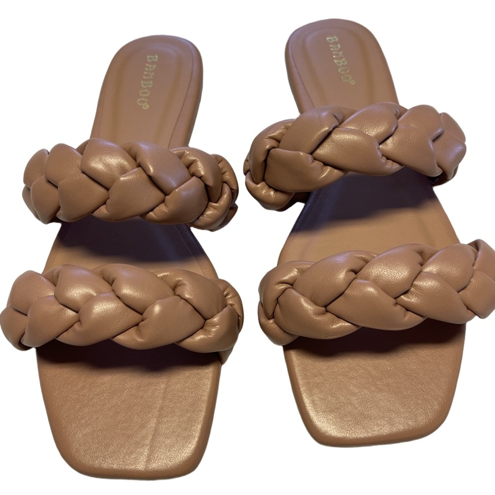 Bamboo Camel Double Braided Strap Sandal Sz 8 - NWB